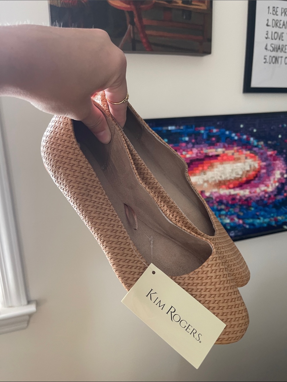 Kim Rogers Woven Tan Ballet Flats